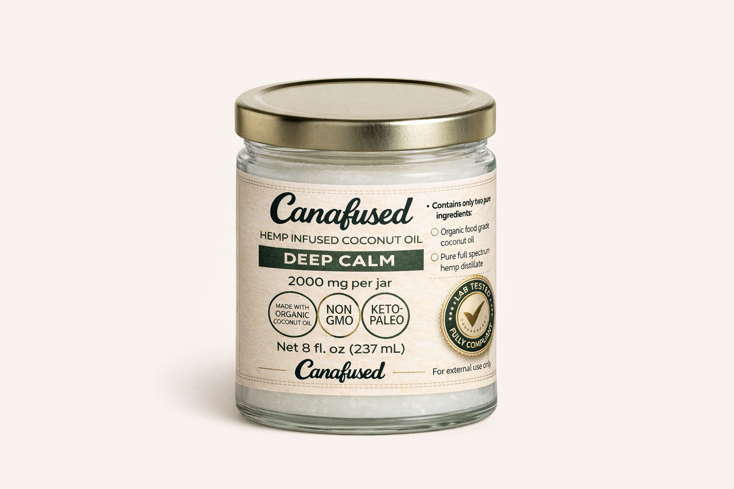 Hemp-Infused Coconut Oil – Deep Calm 2000mg 8 fl oz (237 mL)